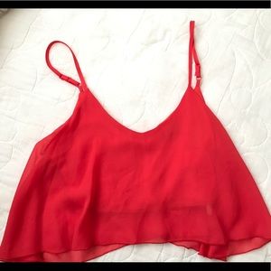Red flowy boho chic spaghetti strap lined crop top size small 3/$15